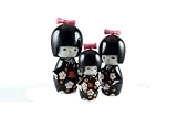 Japanese Dolls Wood Black 3pcs