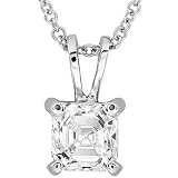 1/4 carat Asscher Cut Diamond Solitaire Pendant in 14k White Gold (HI/VS-SI)