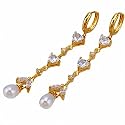 Cherilli - Pearl Earrings Designer Style Gold plated -White Diamond Cubic Zirconia - eligible for Free Shipping - with a gift pouch