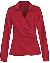Stretch poplin wrap blouse