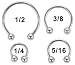 18G STEEL EXTERNALLY THREADED HORSESHOES HS181/4 - 18G 1/4" 3MM BALL