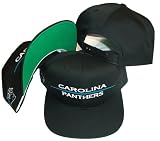 Carolina Panthers Solid Black Line Snapback Adjustable Plastic Snap Back Cap / Hat