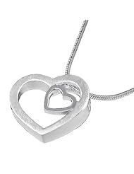 VINANI brand Germany 925 Sterling Silver Pendant Heart in Heart matte/shiny with Snake Chain Necklace AHR