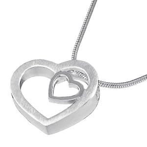Vinani Anhänger Herz in Herz mit Schlangenkette 45 cm Sterling Silver 925 Kette AHR45