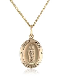 14k Gold Filled Oval Saint Jude Pendant Necklace with Stainless Steel Chain, 18"