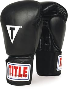 TITLE Classic Hook-and-Loop Leather Training Gloves, Black, 18-Ounce