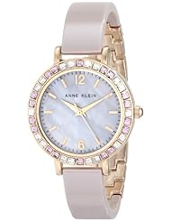 Anne Klein Womens AK/1442RGTP Swarovski Crystal Accented Taupe Ceramic Bangle Watch