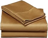 Wakefield Collection 400 Thread-Count 100% Pima Cotton Sateen 4 Piece Sheet Set, Full, Gold