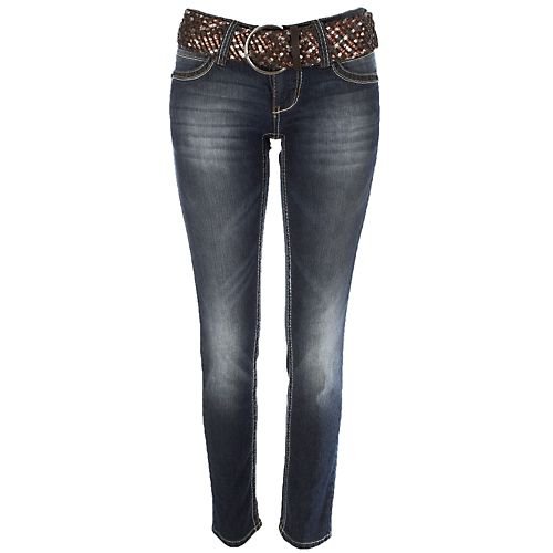 Angels Woven Belted Skinny Jeans
