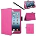 EnGive® Hot Pink Premium PU Leather Stand Case Flip Cover Pouch With Touch Stylus Pen Slot Holder Design For iPad Mini / the mini iPad 7.9 inch Tablet + Free Accessories, Gifts From EnGive®