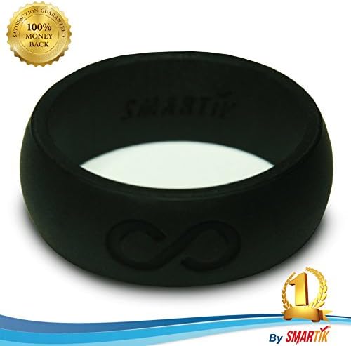 Smartik Silicone Wedding Ring for Men &amp; Women - Black, Gray, Blue, Purple, Pink (Black, 9)