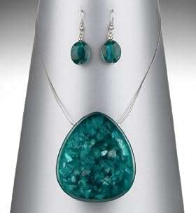 Jelly Bean Pendant Necklace & Earrings Set