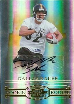 Dallas Baker Autographed/Hand Signed Football Card (Florida, Steelers) 2007 Donruss Rookie Threads #