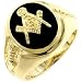 Men's Masonic Ring with Rounded Black Onyx - Size: 9-14