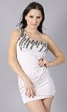 DENBEI Stone Beaded One Shoulder Dress