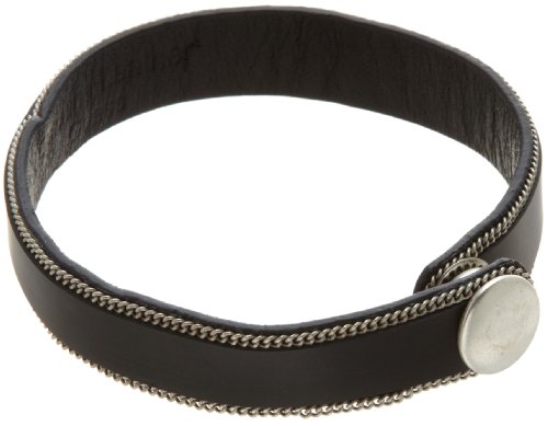 Guess Men's Leather Bracelet,Black,One Size