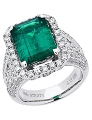 Colombian Emerald and Diamond Ring in 18kt white gold
