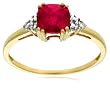 10k Yellow Gold, July Birthstone, Created-Ruby and Diamond Ring