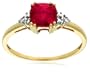 10k Yellow Gold, July Birthstone, Created Ruby and Diamond Ring, Size 7