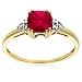 10k Yellow Gold, July Birthstone, Created Ruby and Diamond Ring, Size 7