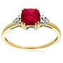 10k Yellow Gold, July Birthstone, Created-Ruby and Diamond Ring