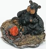 Willie Black Bear with Cub Sitting By Campfire Collectable Figure 4