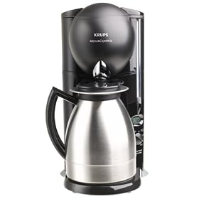 Krups 229-4G Aroma Control 10-Cup Coffeemaker with Thermal Carafe, Black and Brushed Stainless Steel
