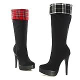 Women's 551-Britney 5 Heel Knee High Boot With Fabric