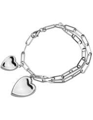 ELLE Jewelry Sterling Silver Double Heart Dangle Bracelet