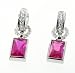 Silver & Fuchsia CZ Hoop Earrings