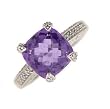 14k White Gold Diamond Amethyst Ring