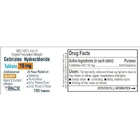 CETIRIZINE 10 MG TAB 100 [Health and Beauty]