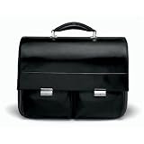 Samsonite 1000 Serie Leather Briefcase LBL Notebooktasche Innenmaß in cm 37x27x7 Leder schwarz mit zwei Taschen