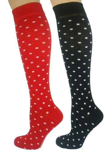 Mysocks Unisex Knee High Long Socks Extra fine Combed Cotton Polka Dot