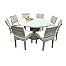TK Classics Fairmont 60 Inch Outdoor Patio Dining Table with 8 Armless Chairs Spa