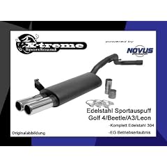 Novus Endschalld�mpfer Sportauspuff X-Treme VW Golf 4 1J 1,4 / 1,6 / 1 ,8 / 1,8T / 1,9 TDI / 2,0 2x76mm gerade