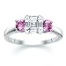 1.00 CT ASSCHER DIAMOND W ROUND PINK SAPPHIRE RING 18K
