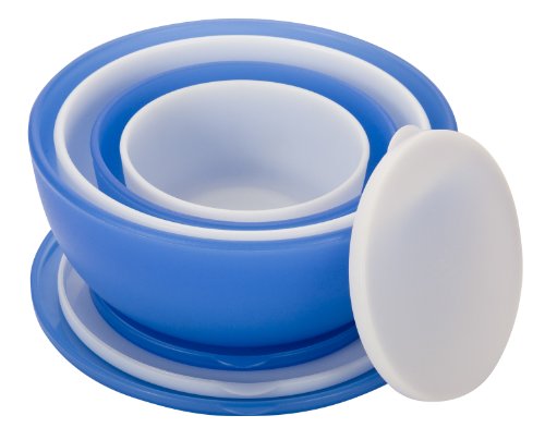 Zak Designs 8-Piece Mellow Mixing Bowl Set, Blue/White
