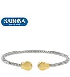 Men's Sabona Professional Steel Twist Magnetic With Gold Balls Bracelet