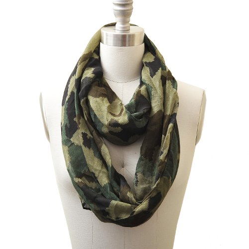 HUE21 Camouflage Infinity Scarf Green and Lime Color