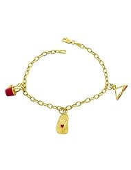 14 Karat Yellow Gold Enamel Cable Link Charm Bracelet (7 Inch)