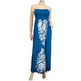 Plus size Floral Embroidery Print Maxi Babydoll Dress Blue