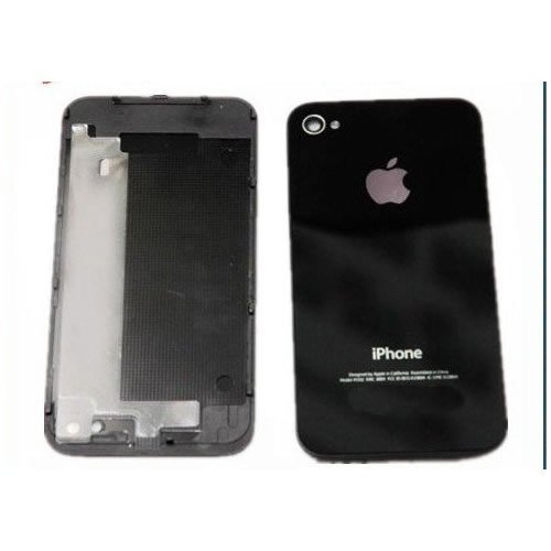 Verizon Iphone 4 Back Cover Housing for Verizon Wireless, Black Glass Battery Door, Replacement Back Housing with Flash Diffuser, Chrome Ring and Interior Frame and Free Star Shaped 5 Point Screwdriver