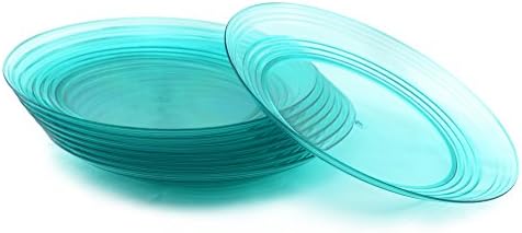 FLEXLINE 10.5" Dishes - Reusable Break-Resistant Plastic Dinner Plates - Set of 8 - Tiffany Blue Color