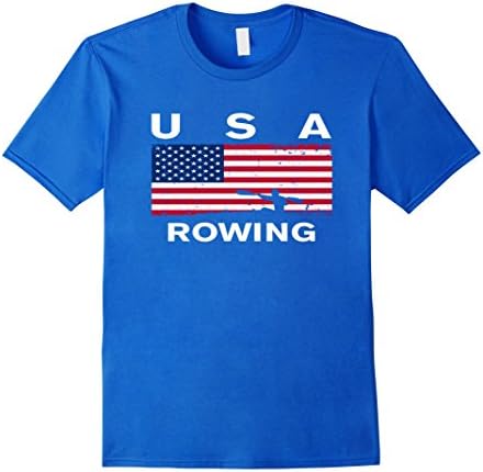 Men's Games 2016 American Flag Rowing T-Shirt  Large Royal Blue