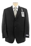 Sean John - Sean John Mens Single Breasted 2 Button Black Pinstripe Wool Suit - Size 42R