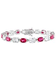 Sterling Silver Gemstone and White Topaz Bracelet, 7.25"