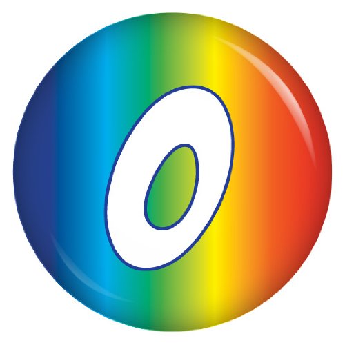 Zahl Regenbogen 0 Button Ansteckbutton 37mm für Geburtstag und Jubiläum
