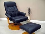 Black Leather - Massage and Heat Recliner with Foot Stool