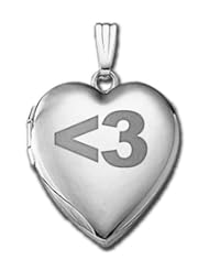 14k White Gold Sweetheart "<3" Locket 3/4 inch x 3/4 inch in Solid 14K White Gold